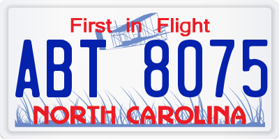 NC license plate ABT8075