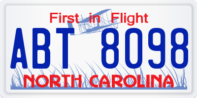NC license plate ABT8098