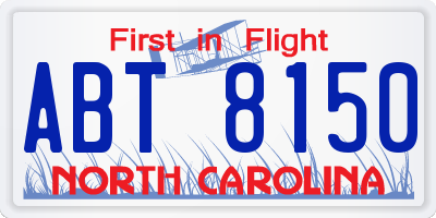 NC license plate ABT8150
