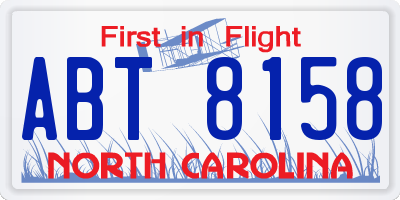 NC license plate ABT8158