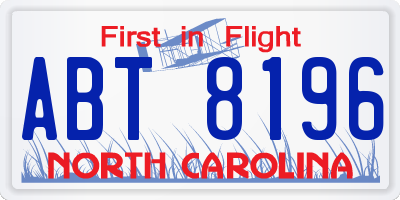 NC license plate ABT8196