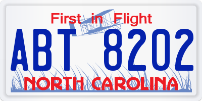 NC license plate ABT8202