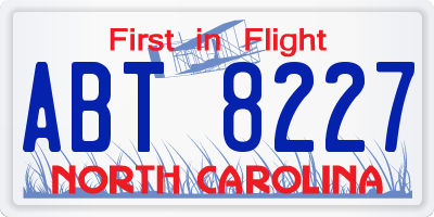 NC license plate ABT8227