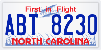 NC license plate ABT8230