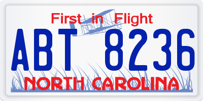 NC license plate ABT8236