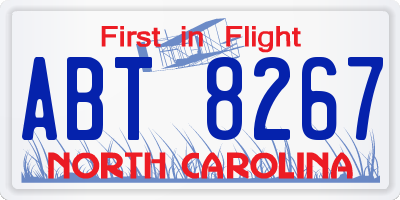 NC license plate ABT8267