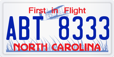 NC license plate ABT8333