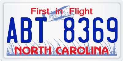 NC license plate ABT8369