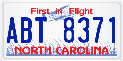 NC license plate ABT8371