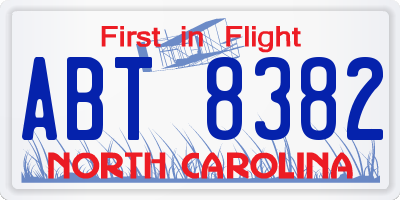 NC license plate ABT8382