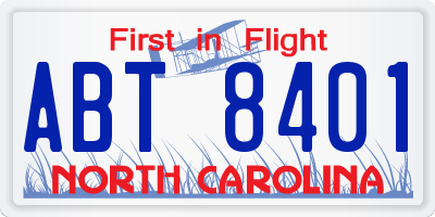 NC license plate ABT8401
