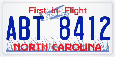 NC license plate ABT8412