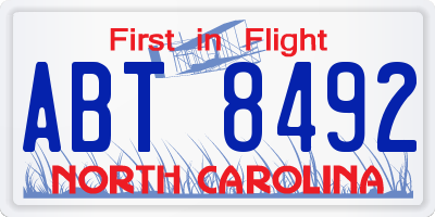 NC license plate ABT8492