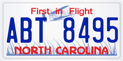 NC license plate ABT8495