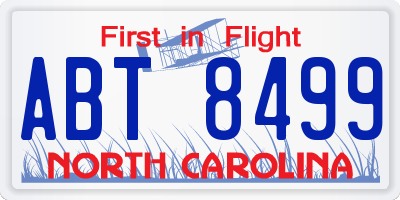 NC license plate ABT8499