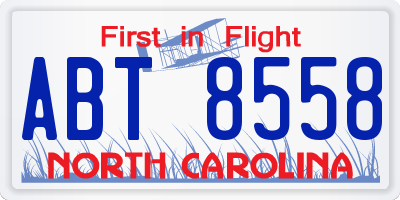 NC license plate ABT8558