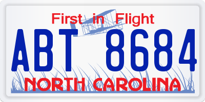 NC license plate ABT8684