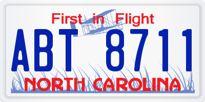 NC license plate ABT8711