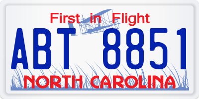 NC license plate ABT8851