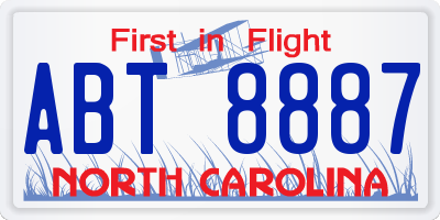 NC license plate ABT8887