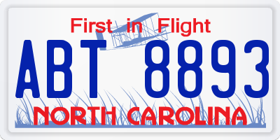 NC license plate ABT8893