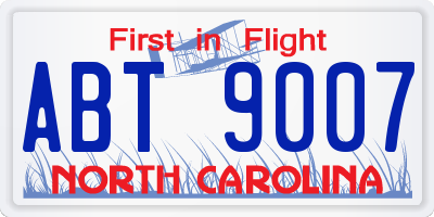 NC license plate ABT9007
