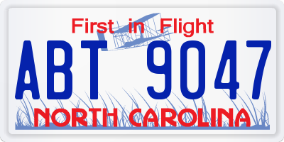 NC license plate ABT9047