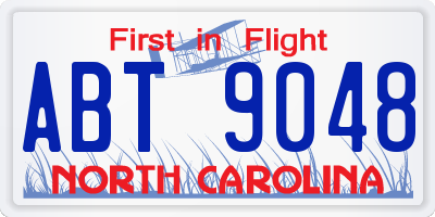NC license plate ABT9048