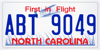 NC license plate ABT9049