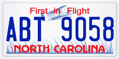 NC license plate ABT9058