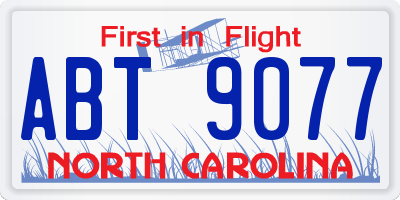 NC license plate ABT9077