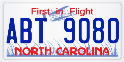 NC license plate ABT9080