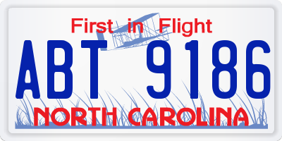 NC license plate ABT9186