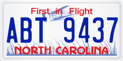 NC license plate ABT9437