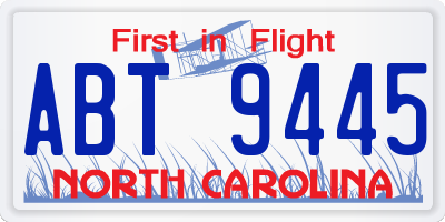 NC license plate ABT9445
