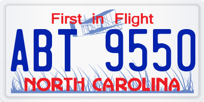 NC license plate ABT9550