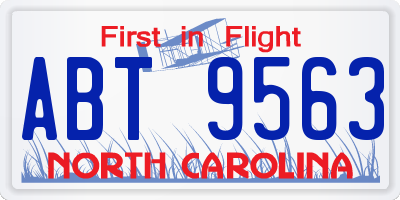 NC license plate ABT9563