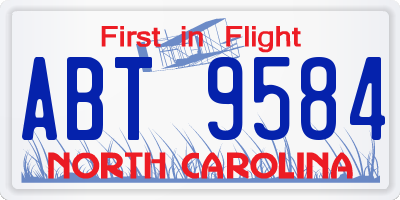 NC license plate ABT9584