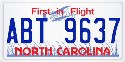 NC license plate ABT9637