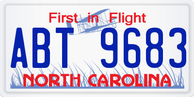 NC license plate ABT9683