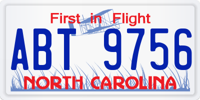 NC license plate ABT9756