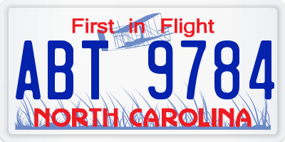 NC license plate ABT9784