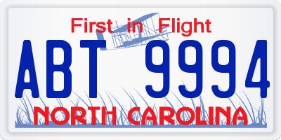 NC license plate ABT9994