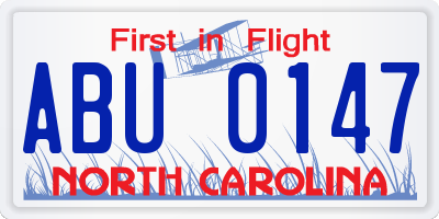 NC license plate ABU0147