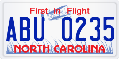 NC license plate ABU0235