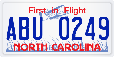 NC license plate ABU0249