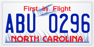 NC license plate ABU0296