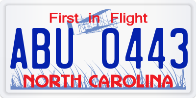 NC license plate ABU0443