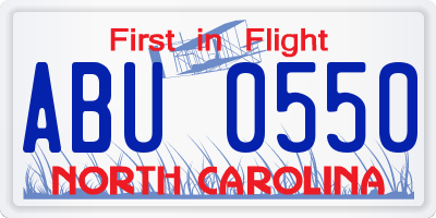 NC license plate ABU0550