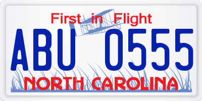 NC license plate ABU0555